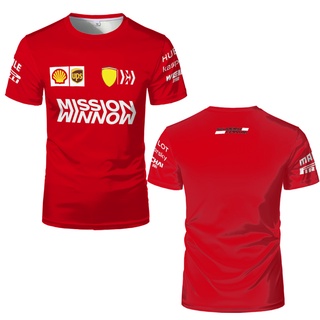 F1 เสื้อยืดคอกลม พิมพ์ลายรถยนต์แข่ง Ferrari Formula One Racing Car 3D โอเวอร์ไซซ์ แนวสตรีท แฟชั่นสําหรับผู้ชาย ผู้หญิง