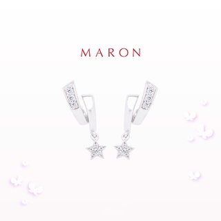 MARON - Feo Stars Dangle Earring ชุบสี White Gold ต่างหูห้อย พลอยเพทายสีขาว เงินแท้925