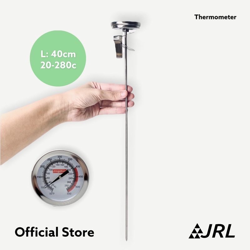 JRL เทอร์โมมิเตอร์อาหาร ที่วัดอุณหภูมิน้ำมัน ใช้วัดน้ำมัน น้ำเชื่อม เทอร์โมมิเตอร์ชา สำหรับต้มชา ยาว 40 ซม