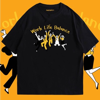 (🔥พร้อมส่ง🔥) เสื้อWork life balance  ผ้าCotton 100% มีสองสี ทั้งทรงปกติและ OVERSIZE ร้าน Sheshirts