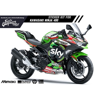 สติ๊กเกอร์แต่งลายรถ KAWASAKI NINJA 400 ลาย Sky Racing Team