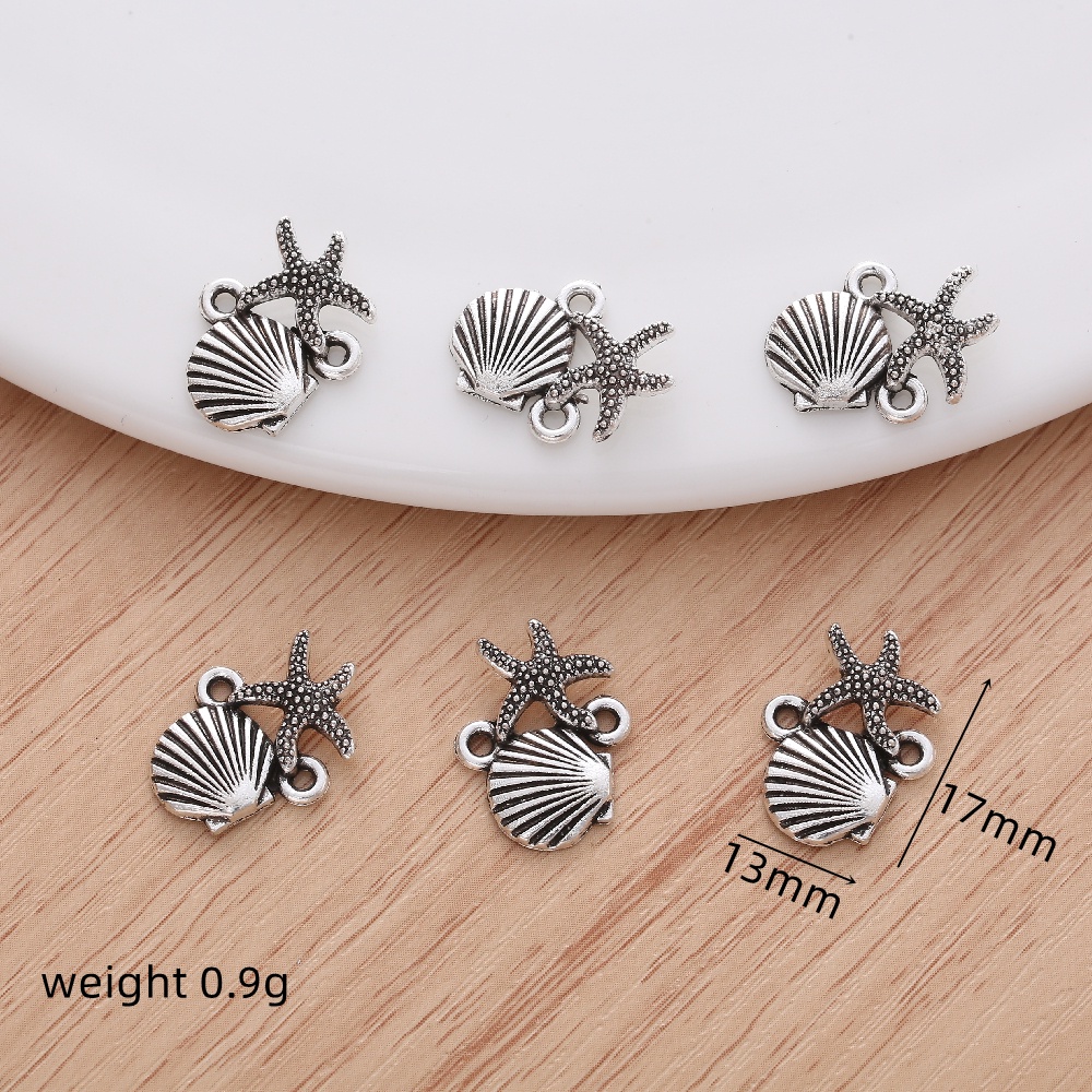 จี้สร้อยคอ ต่างหู สร้อยข้อมือ โลหะผสม รูปเปลือกหอย ดาวทะเล สไตล์วินเทจ DIY 20 ชิ้น