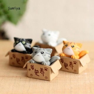 JY_Lovely Box Cartoon Cat Miniature Landscape Decor Bonsai Resin Crafts Ornament