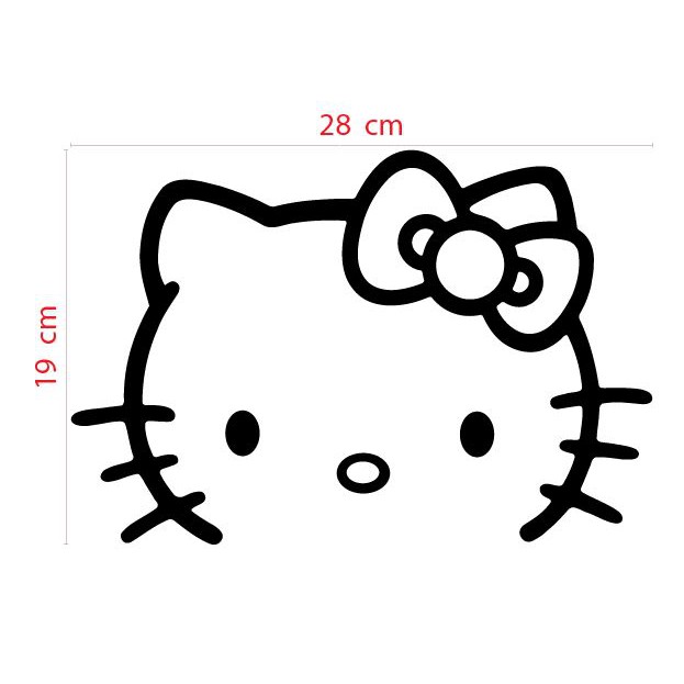 สติ๊กเกอร์ ตัด ไดคัต ลายเส้น Kitty คิตตี้ หน้าแมว แต่ง รถ Sticker Vinyl Decals ขนาด 19 x 28 ซม (แบบหน้าไม่มีคาง) ราคา ถูกที่สุด ดีลบีเคเค