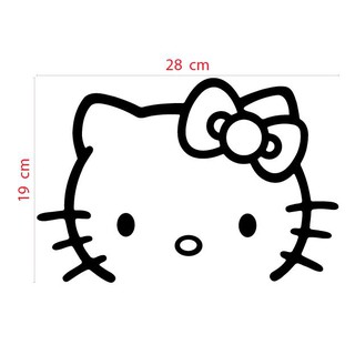 สติ๊กเกอร์ ตัด ไดคัต ลายเส้น Kitty คิตตี้ หน้าแมว แต่ง รถ Sticker Vinyl Decals ขนาด 19 x 28 ซม (แบบหน้าไม่มีคาง)