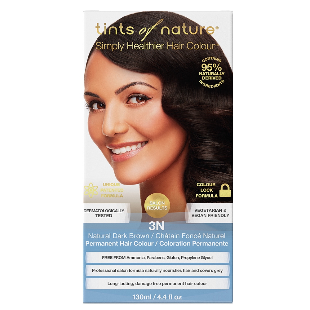 Tints of Nature 3N Natural Dark Brown - Permanent Hair Colour น้ำยาย้อมผมออร์แกนิคสีน้ำตาลเข้ม (130m