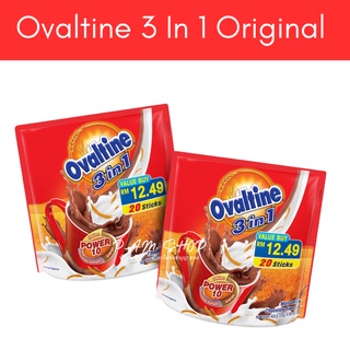 Ovaltine 3In1 Original โอวัลติน 3in1  สูตร ออริจินัล โอวัลติน มาเลย์เซีย 1 ห่อ บรรจุ 20 ซอง