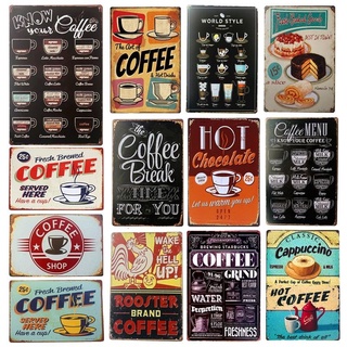 Vintage Shabby Chic Coffee Menu Home Bar Cafe Metal Tin Signs Pub Tavern Retro Decorative Plate Poster Wall Decor