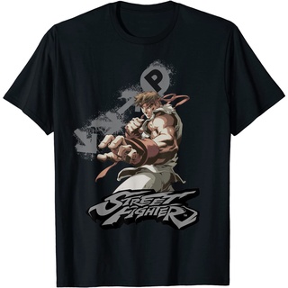 ผ้าฝ้ายคอกลมเสื้อยืด พิมพ์ลาย Us Street Fighter Ryu Portrait Fireball 01 สีดํา สําหรับผู้ชาย และผู้หญิง - เสื้อยืดผู้ชาย