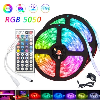 สายไฟ Led 10 ม. 5 ม. SMD2835 RGB ควบคุมอินฟราเรด พร้อมปลั๊ก EU สําหรับตกแต่งห้องนั่งเล่น 5050