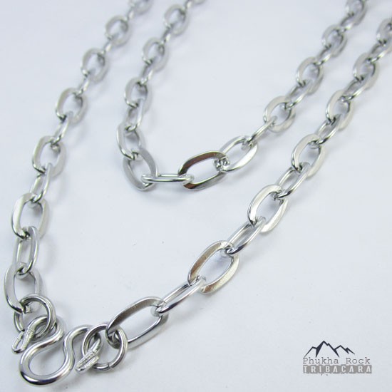 J35 ลายโซ่ฝรั่ง ขนาด 8 มม สร้อยคอ แขวนพระ สร้อยสแตนเลส สร้อยพระ stainless necklace