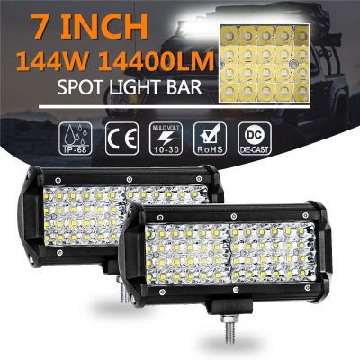 แพค 1ชิ้น สว่างตาเเตก! (138-2 เเสงขาว) LED SPOT BEAM US 144W ไฟสปอร์ตไลท์รถยนต์ ไฟช่วยตัดหมอก12V-24V