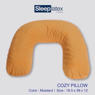 หมอนตัวยูรุ่น Cozy (หมอนเอนกประสงค์) มีปุ่มนวดรอบใบ วัสดุผลิตจากยางพาราแท้ ผ้ากำมะหยี่ - Sleep Latex By Greenlatex