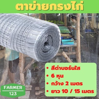 ตาข่ายกันนก สีบรอน์ 6 หุน กว้าง 2 เมตร ยาว 10 / 15 เมตร ตาข่ายกรงไก่ ตาข่ายกันไก่ คุณภาพรับประกัน Farmer_123