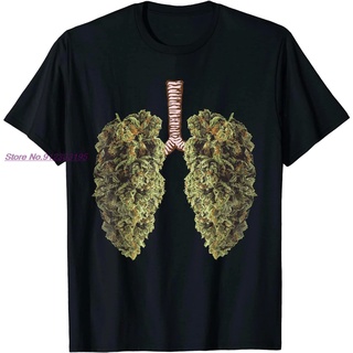 เสื้อยืดลายกัญชา CANNABIS T-SHIRT ใบไม้ยิ้ม Funny Weed Lung Bud เสื้อยืด THC Lung TShirt