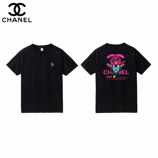 ☞ ใหม่ เสื้อยืดแขนสั้น ผ้าฝ้าย พิมพ์ลายการ์ตูน Chanel ทรงหลวม สําหรับผู้ชาย และผู้หญิง 2022