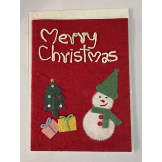 การ์ดอวยพรคริสต์มาส จากกระดาษสา สโนว์แมน ขนาด (L) Handmade Merry Xmas Snowman new greeting Cards size L for mulberry pa