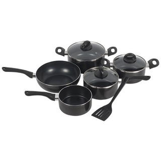 KASSA HOME ชุดเครื่องครัว รุ่น C116AK-09 (ชุด 9 ชิ้น) สีดำ KASSA HOME Cookware Set C116AK-09 (Set of 9) Black