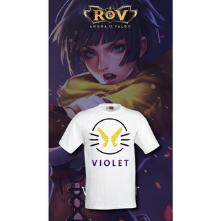 【100% cotton】สไตล์ใหม่ เสื้อยืดสีขาว ROV ลาย Violet คอกลม
