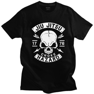 คอลูกเรือ【Boutique Selection】เสื้อยืดแขนสั้นลําลอง ผ้าฝ้าย 100% พิมพ์ลาย Skull Jiu Jitsu Jiu-Jitsu แฟชั่นสไตล์สตรีท สําห