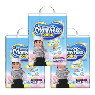 ขายยกลัง! Mamy Poko กางเกงผ้าอ้อม รุ่น Extra Dry Skin ไซส์ XXXLแพ็ค 4 รวม 56 ชิ้