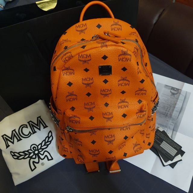 USED !!! MCM BACKPACK SMALL 2016 (สีส้ม) แท้ 100%