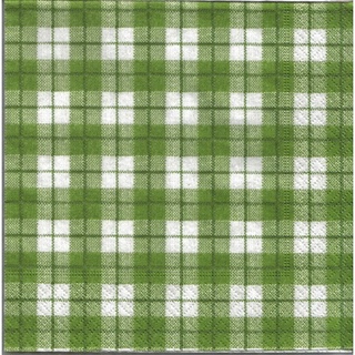 Pladao Napkin ภาพ ลายแต่ง Cute Gingham green ลายสก็อต ใหญ่ กระดาษแนพกิ้น สำหรับงานศิลปะ เดคูพาจ decoupage ขนาดL 33x33