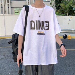 【ผ้าฝ้ายแท้】เสื้อคู่รัก เสื้อยืดผู้ชาย ผ้าฝ้าย 100% เทรนด์ฤดูร้อนตัวอักษรแขนสั้นเสื้อยืดชาย Ins ฮ่องกงหลวมนักเรียนสบาย ๆ