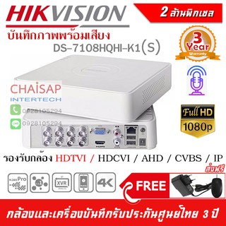 เครื่องบันทึกกล้องวงจรปิด DVR Hikvision รุ่น DS-7108HQHI-K1(S) แบบ 8 กล้อง