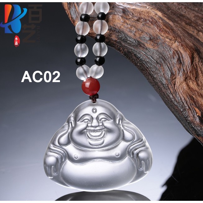 สร้อยคอพระออบซิเดียนสีขาว Maitreya / พระพุทธรูปหัวเราะ (AC02)