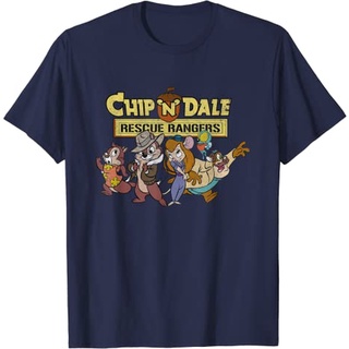 เสื้อยืดผ้าฝ้ายพรีเมี่ยม เสื้อยืด พิมพ์ลายกู้ภัย Disney Chip N Dale Goofy