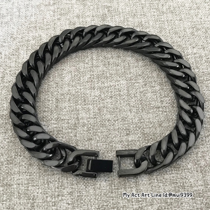 สร้อยข้อมือ สแตนเลส 8-10-12 mm เลสข้อมือ สีดำ สร้อยข้อมือโซ่ สร้อยข้อมือแสตนเลส แท้ราคาถูก ล็อคนาฬิกา ราคา ถูกที่สุด ดีลบีเคเค แกลเลอรีภาพที่ 8