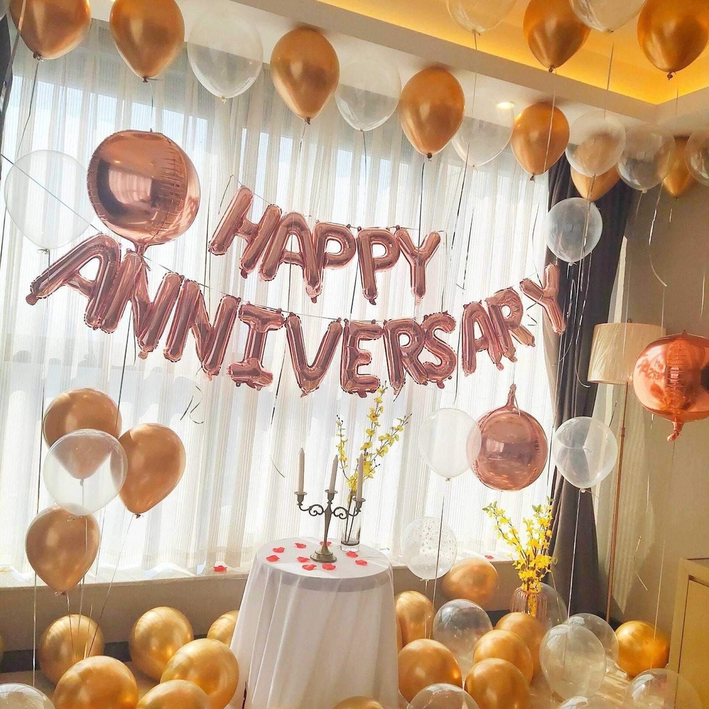 ชุดลูกโป่งตกแต่ง HAPPY ANNIVERSARY (พบร้านเพื่อเลือกสี!)