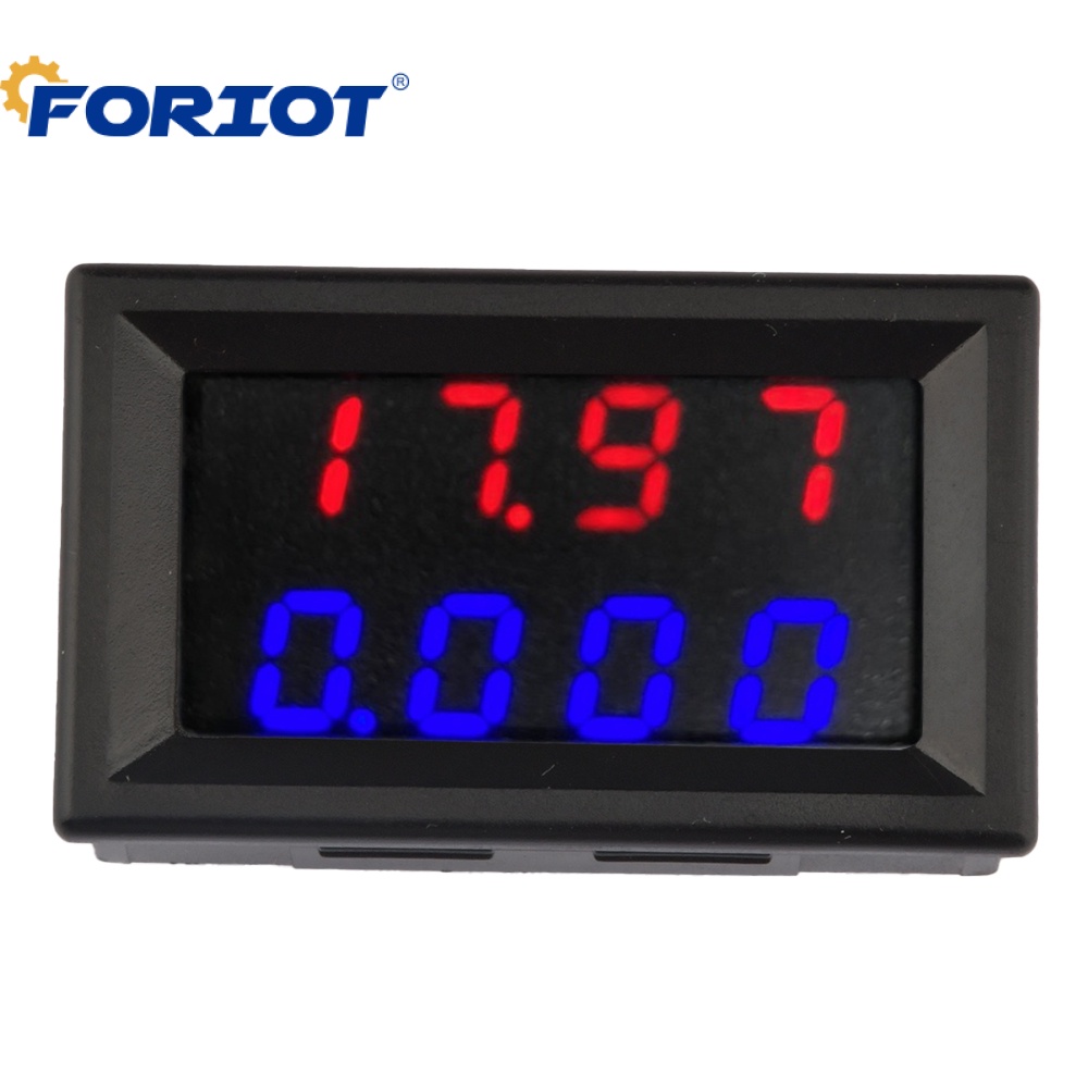 Foriot DC 0-500V 10A 4 บิตโวลต ์ มิเตอร ์ แอมมิเตอร ์ กระแสปรับแรงดันไฟฟ ้ าเมตรสีฟ ้ าสีแดง LED Dual ดิจิตอลโวลต ์ แอมป ์ เมตรวัด