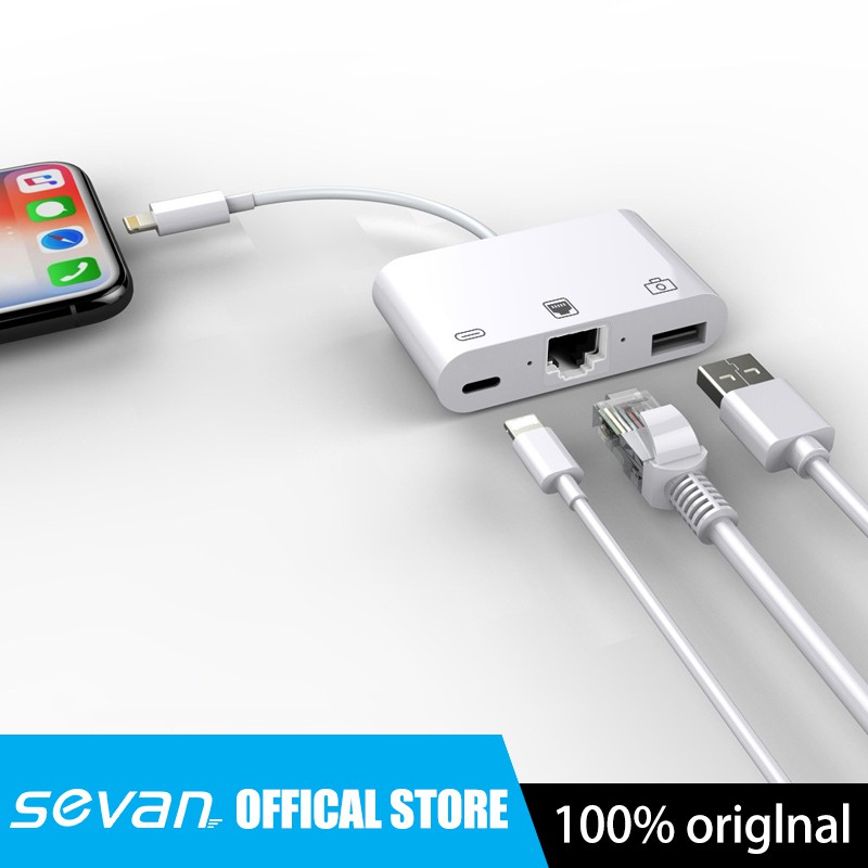 อะเเดปเอตร 3 In 1 Usb 3 0 Rj45 พอร ทแลน Otg Adapter สำหร บ Iphone Ipad Shopee Thailand