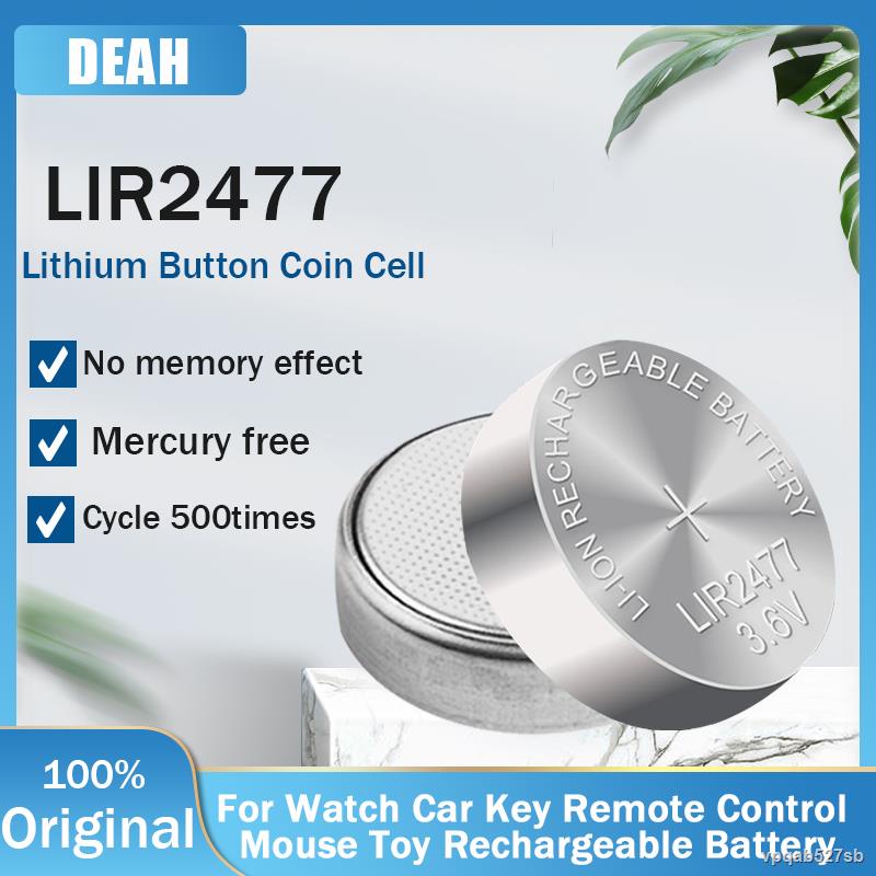 ปุ่มแบตเตอรี่ 2 5PCS LIR2477 LIR 2477 3.6V 200mAh Lithium Rechargeable ...