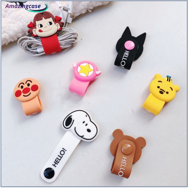 Cute Cartoon Mini Portable Silica Gel Cable Winder Earphone Buckle Cable Organizer Wire Storage