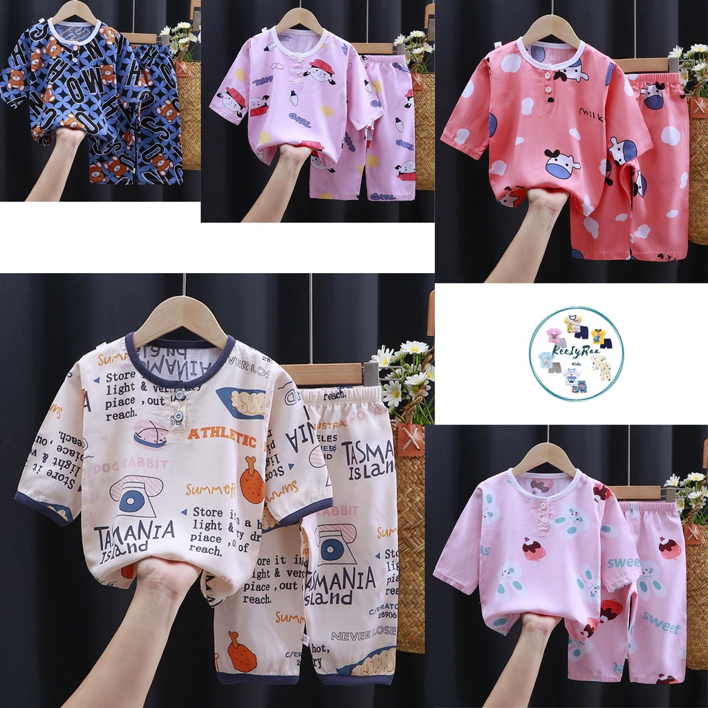 IMPORTED 3/4 SLEEVE BOYS/GIRLS PAJAMA SET 3 (CODE: Q)