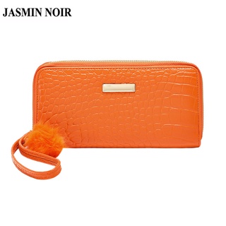 Jasmin NOIR กระเป๋าสตางค์ ใบยาว ลายหนังจระเข้ ประดับพู่ มีซิป แฟชั่นสตรี