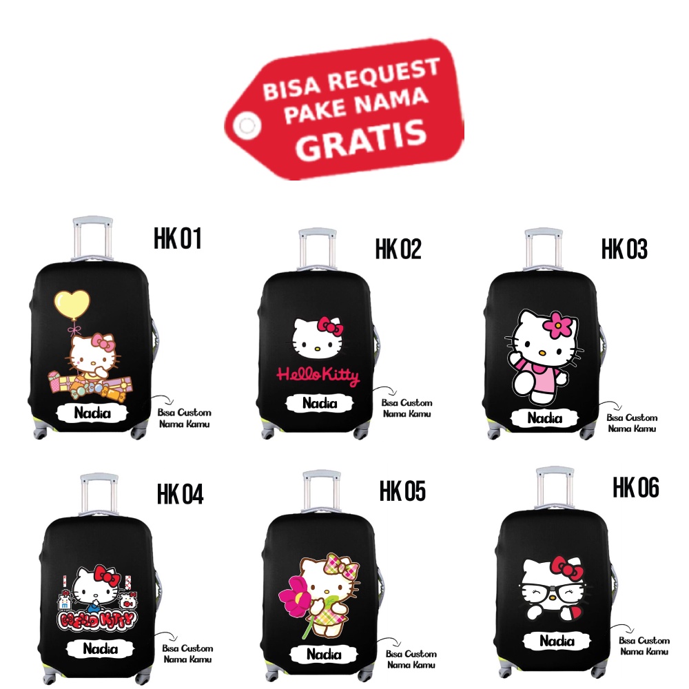 Hitam Hello Kitty กระเป๋าเดินทางฝาครอบป้องกันขนาด SML Cabin สีดํา Baam Anti-Dust Anti-Scratch กระเป๋