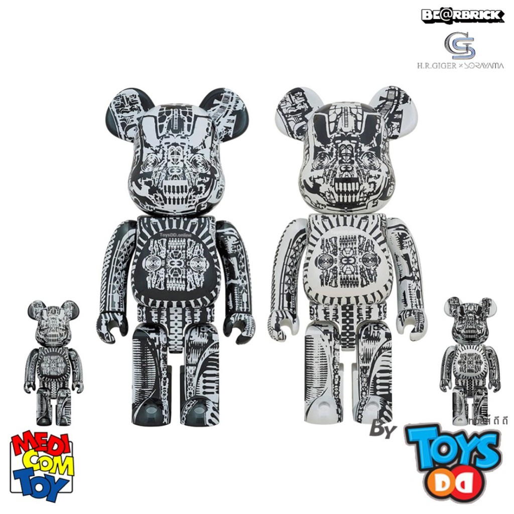 Be@rbrick HR Giger X Soroyama White Chrome & Black Chrome Set 400% & 100%