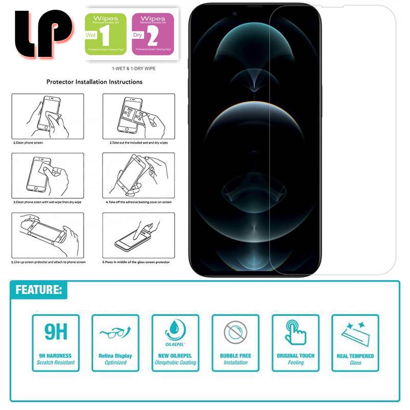 LP HD กระจกนิรภัย iPhone 14 - 13 - 13 Pro - 16e - 17e - Clear Anti-Scratch Glass Original Fit Screen