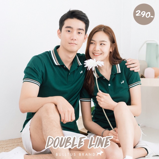 เสื้อโปโล สีเขียวเป็ด ปก double line รุ่นใหม่ปกเรียบ เก็บเงินปลายทางได้