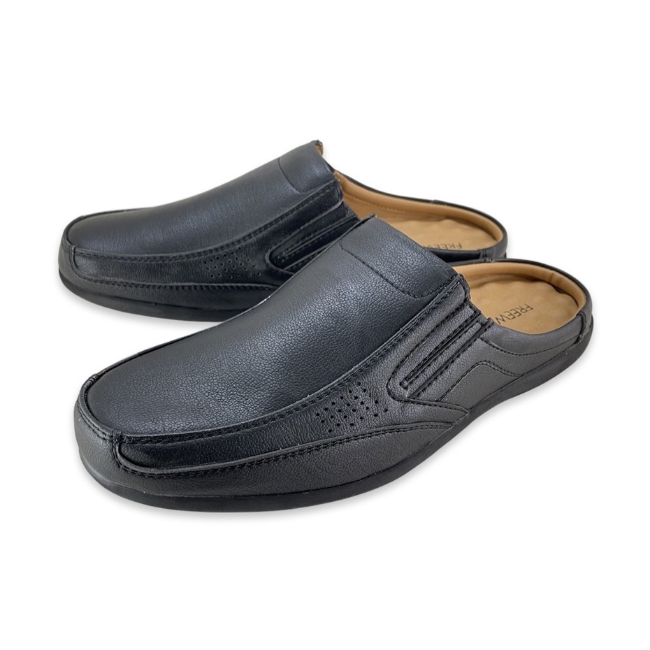 FREEWOOD OPEN HEEL CASUAL SHOES รองเท้าลำลองผู้ชาย หนังแท้ แบบเปิดส้น รุ่น 78-7721 สีดำ / สีน้ำตาล / สีเผือก