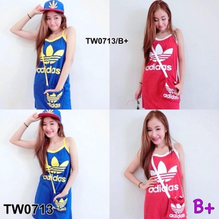 TwinsShopVip💗พร้อมส่ง TW0713 เดรสแนวสปอร์ตๆ สกรีนลาย Sporty dress with screen print