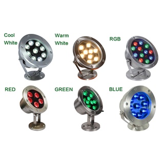 โคมไฟสปอตไลท์ LED AC DC12V 6W 12W 18W 24W 30W 36W กันน้ํา IP68 RGB สีขาว ขาว แดง เขียว ฟ้า ม่วง น้ําเงิน สําหรับสระว่ายน้ํา ตู้ปลา กลางแจ้ง