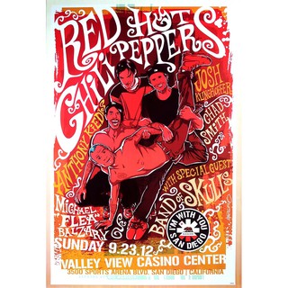 โปสเตอร์ รูปวาด กราฟฟิก คอนเสิร์ต วง ดนตรี ร็อก Red Hot Chili Peppers Show 2012 POSTER 24"x35" Funk Alternative Rock