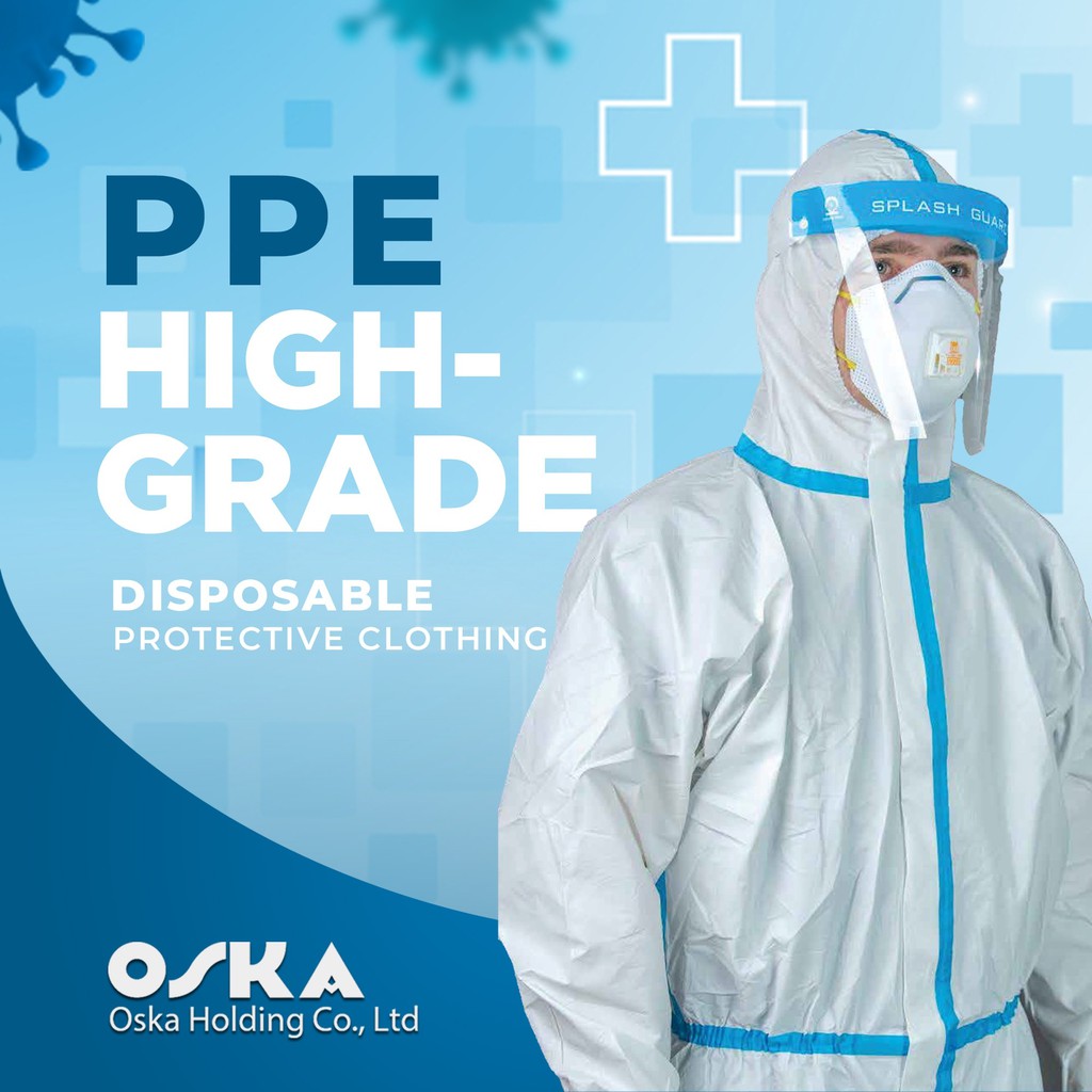 [พร้อมส่ง] ชุดหมี PPE ป้องกันเชื้อไวรัส มาตรฐาน GB เทียบเท่า EN14126 ซึ่งเป็นมาตรฐานร