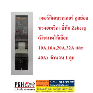 เซอร์กิตเบรกเกอร์ ลูกย่อย ทรงอเมริกา (มีขนาดให้เลือก 10A,16A,20A,32A และ 40A) ยี่ห้อ Zeberg จำนวน 1 ลูก