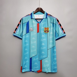 เสื้อกีฬาแขนสั้น ลายทีมชาติฟุตบอล Barcelona 96-97 ชุดเหย้า สไตล์เรโทร